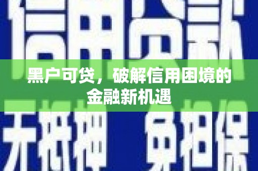 巴州黑户可贷，破解信用困境的金融新机遇